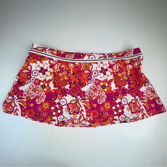 Jag Retro Floral Swim Skirt Attached Bottoms Orange Pink - Picture 3 of 15
